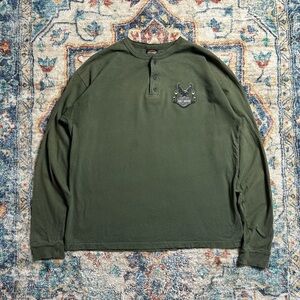 Vintage Harley Davidson Long Sleeve Henley Shirt Size XL